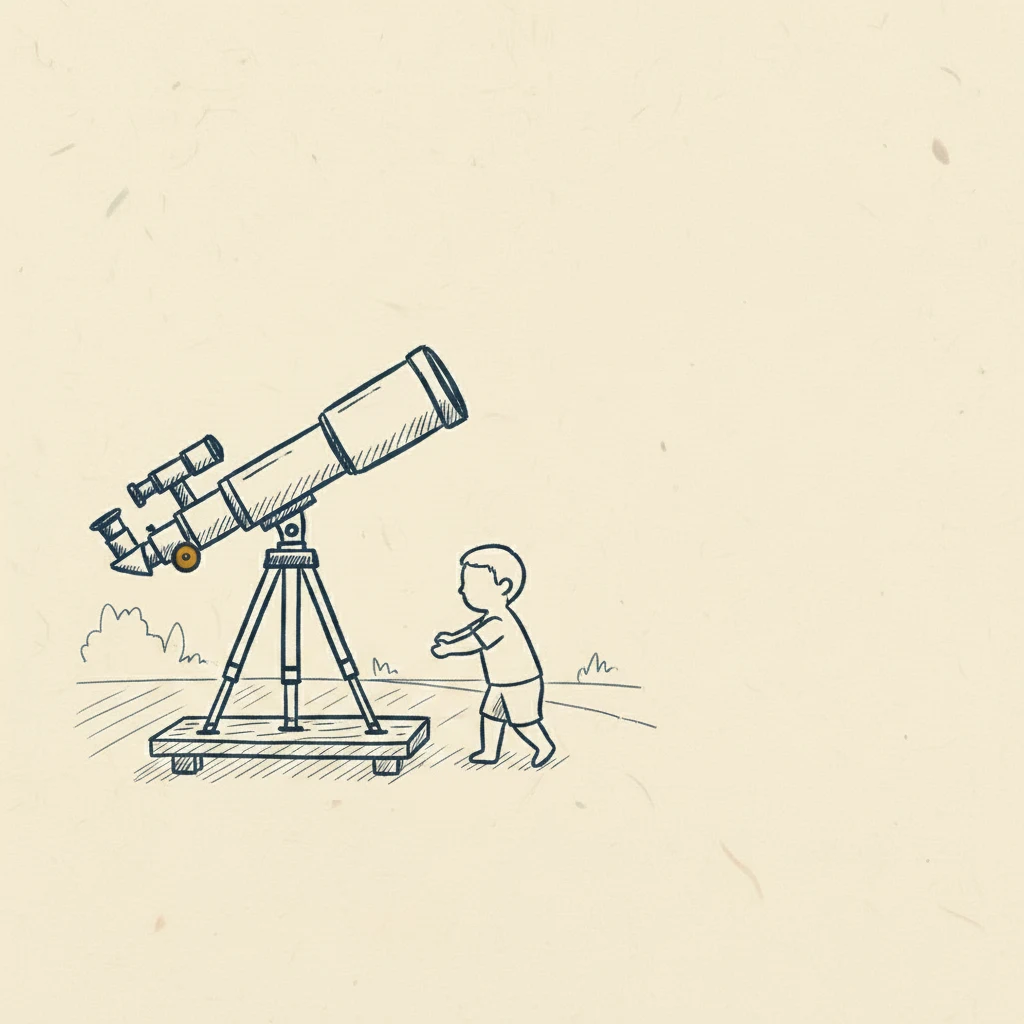 a kid setting up their own beginner telescope in the backyard