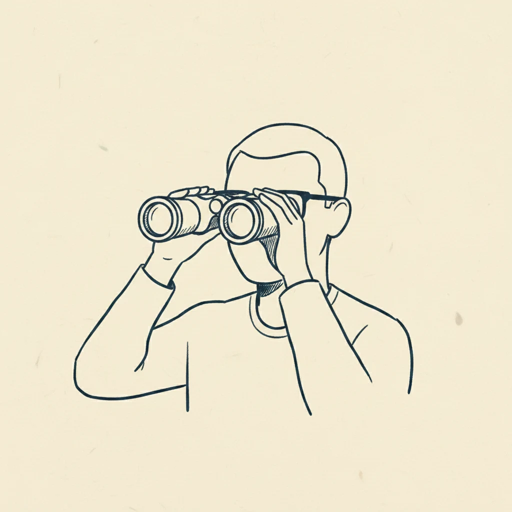 using binoculars with glasses on, eyecups folded down