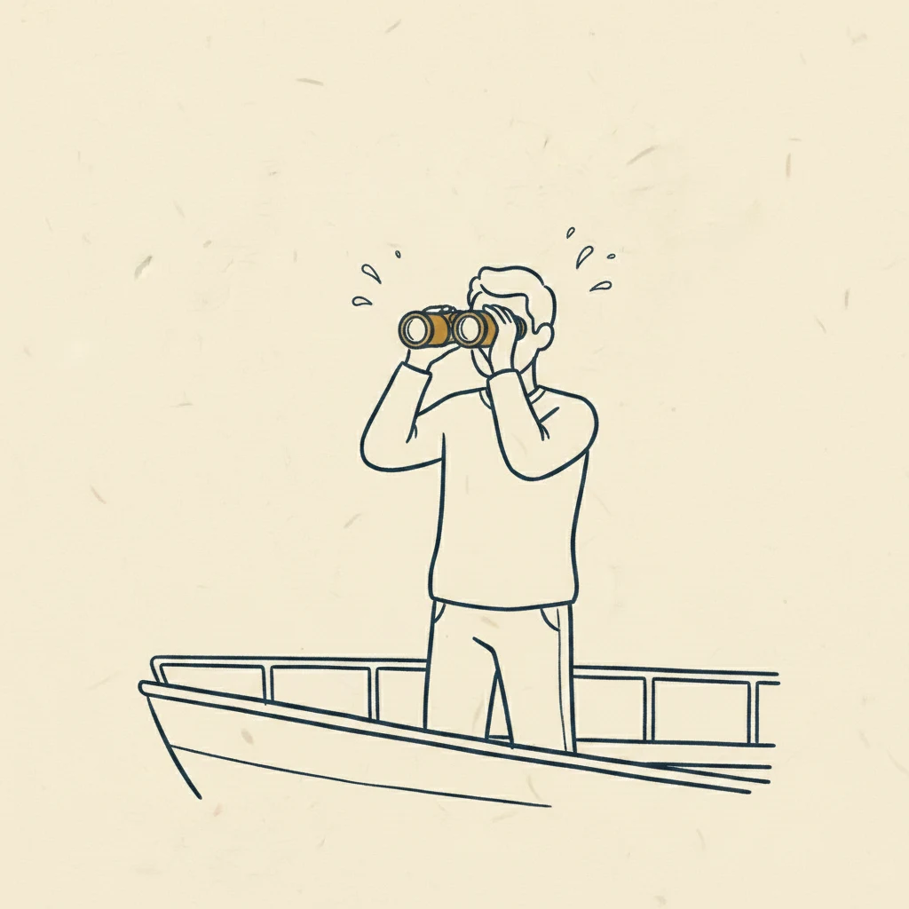 using waterproof marine binoculars from a moving boat