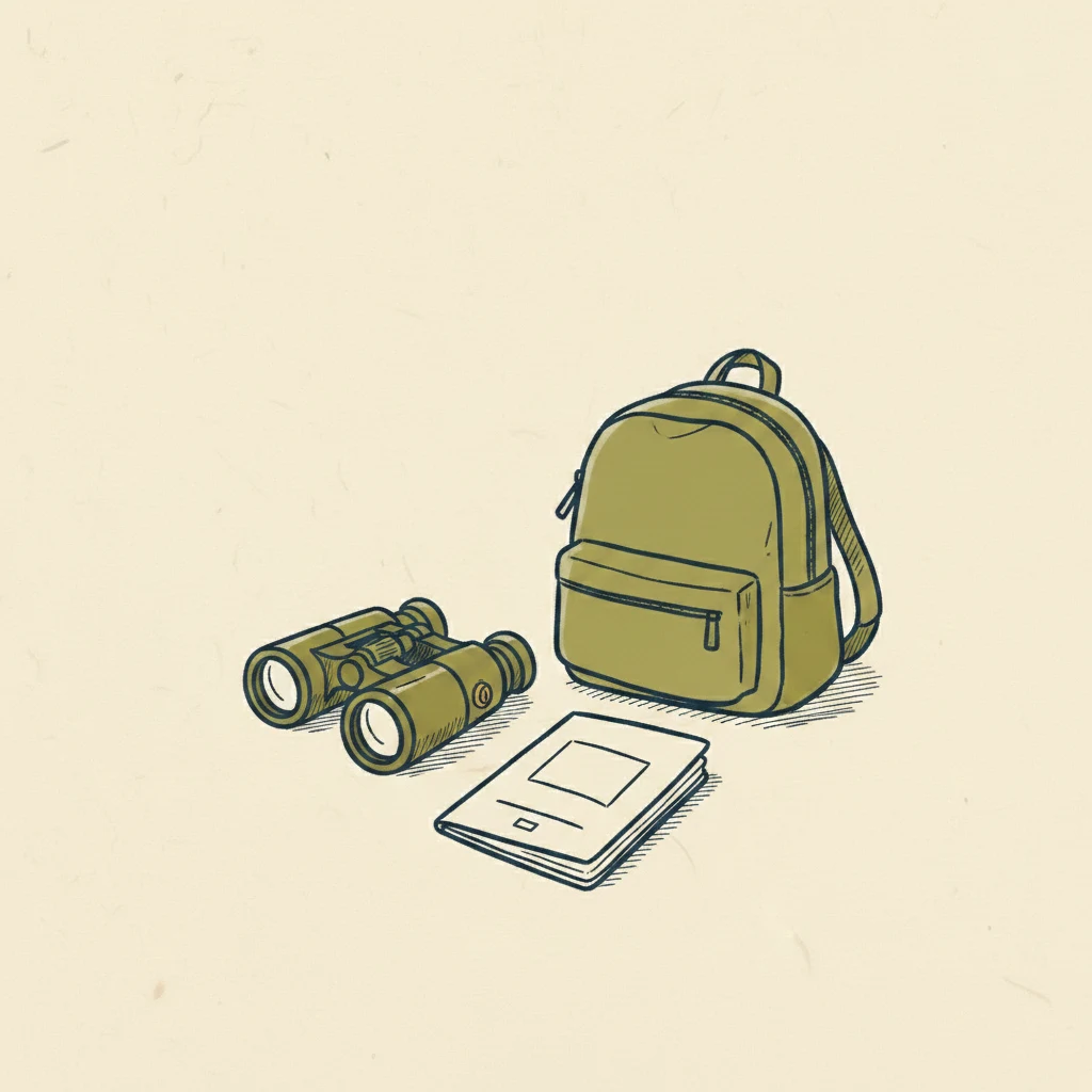 compact travel binoculars packed with travel gear