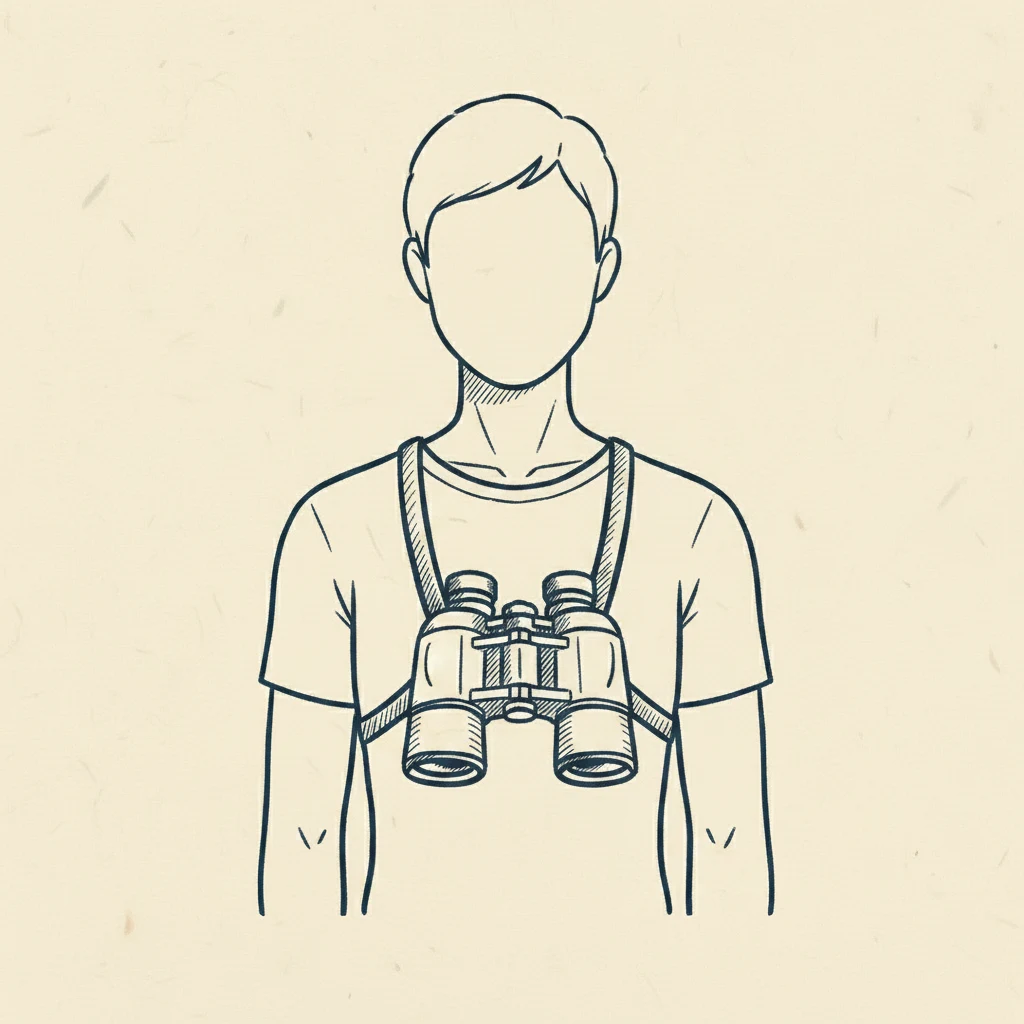 a binocular harness worn across the chest for hunting