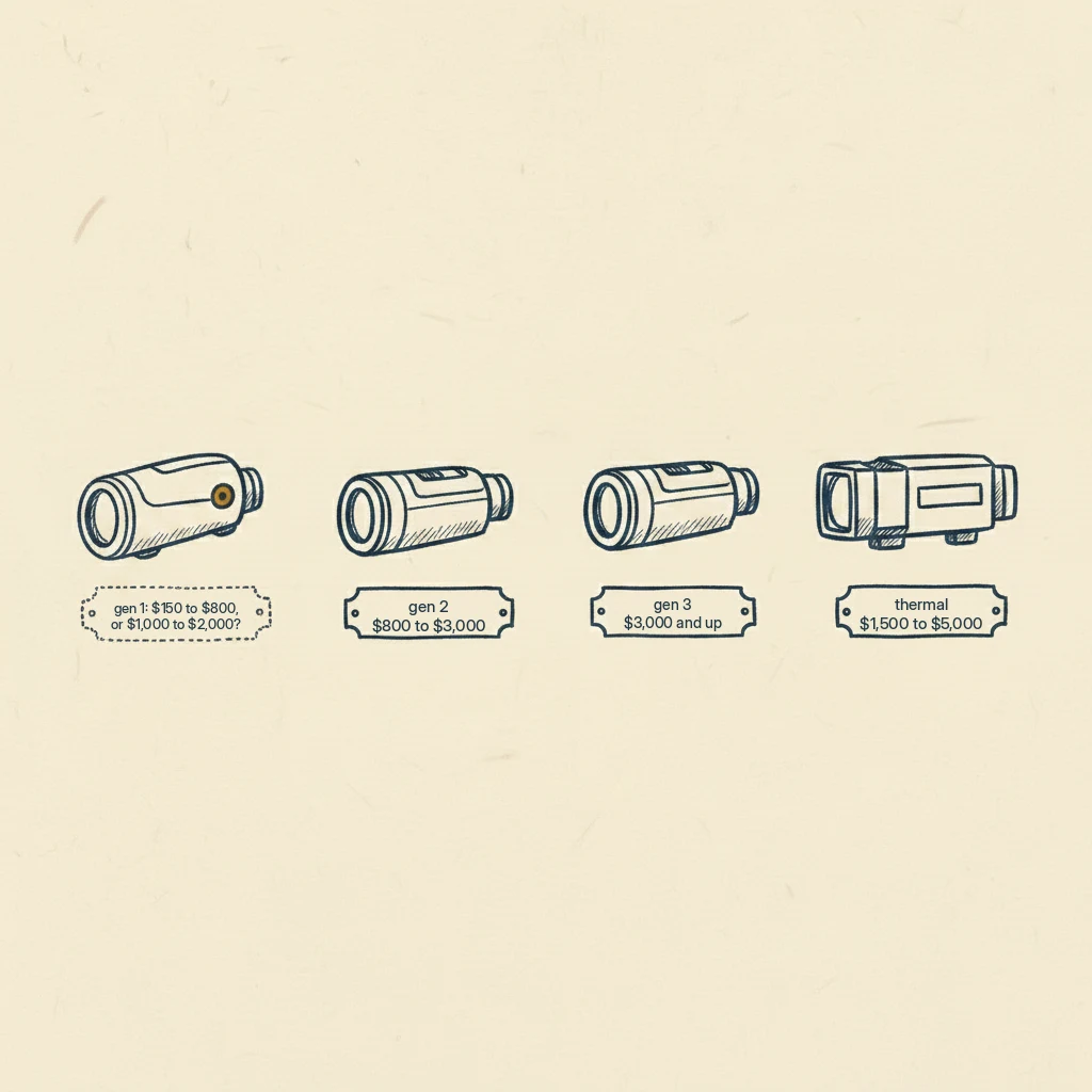 a drawing showing what night vision equipment actually costs