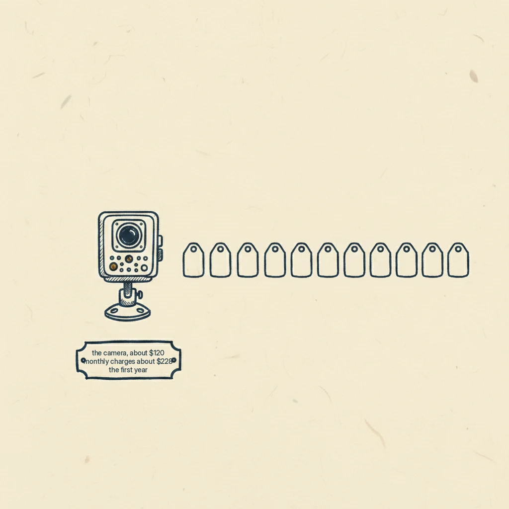 a drawing showing that a cellular trail camera costs more than the price on the box because of the monthly plan