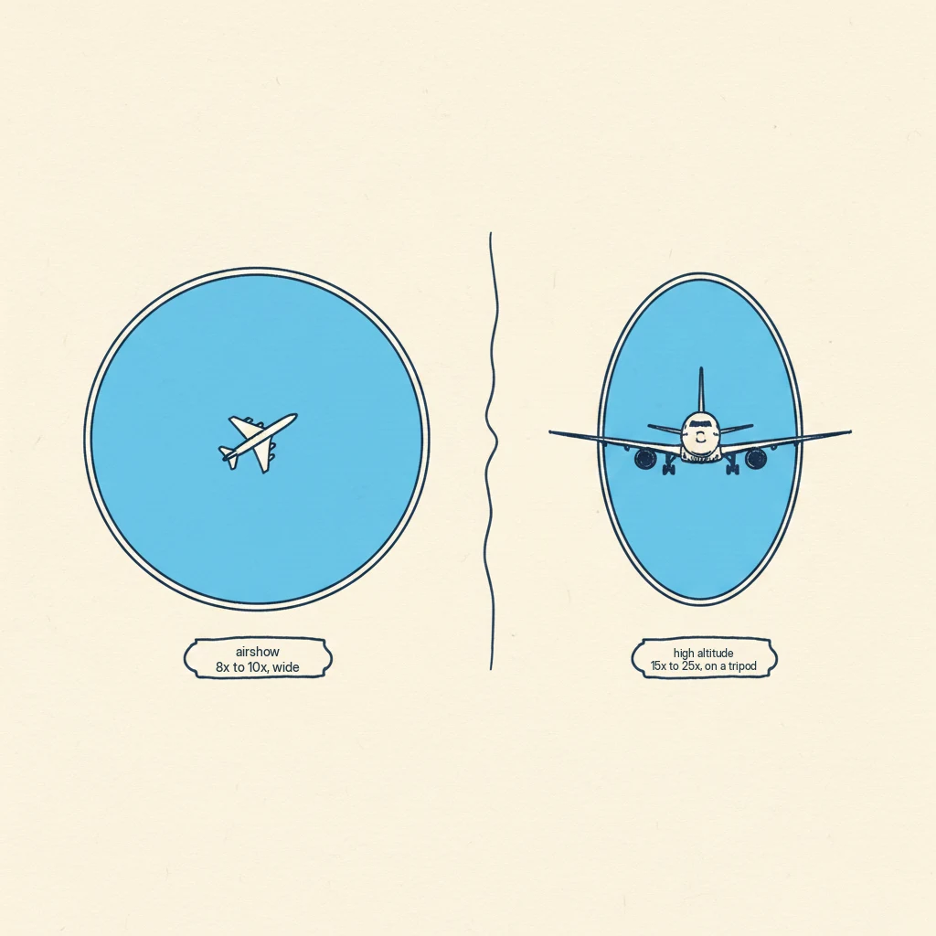 Which binoculars for plane spotting: one kind for airshows, a different kind for high-flying planes